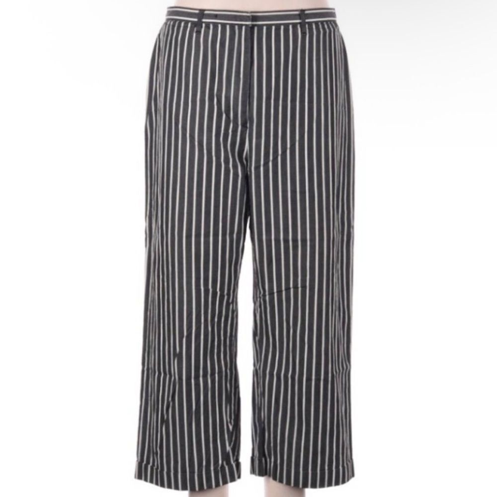 Lauren Ralph Lauren Gray & White Striped Cropped 100% Cotton Pants Size 2P